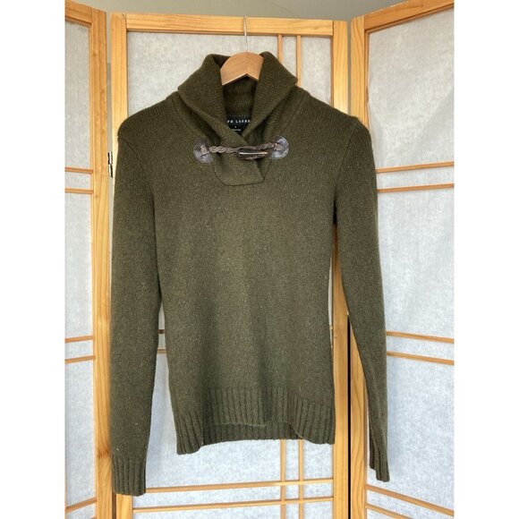 Ralph Lauren Black Label Wool Cashmere Blend Sweater Pullover Collared Toggle, S - Picture 1 of 11